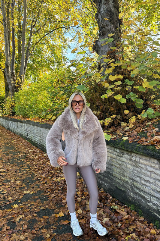 Faux Fur Full Length Jacket  | Oat