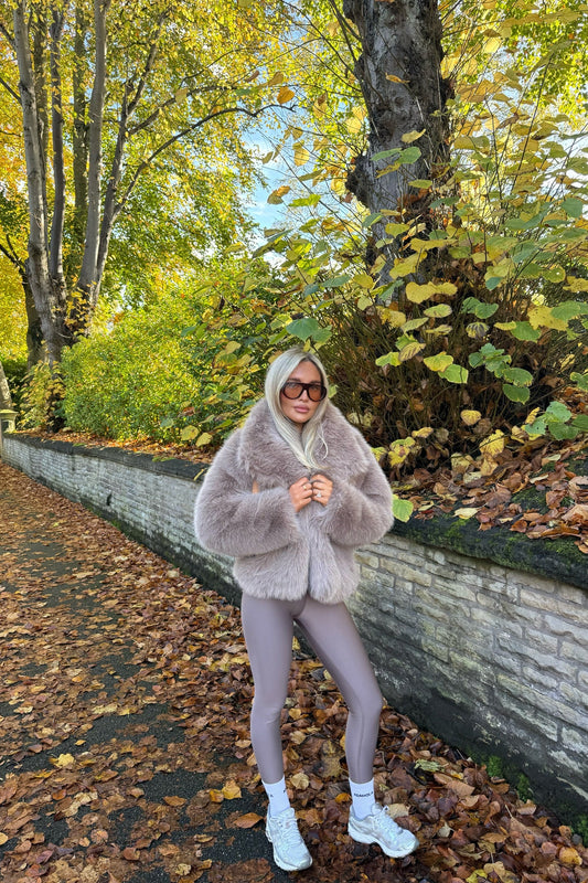 Faux Fur Full Length Jacket | Oat