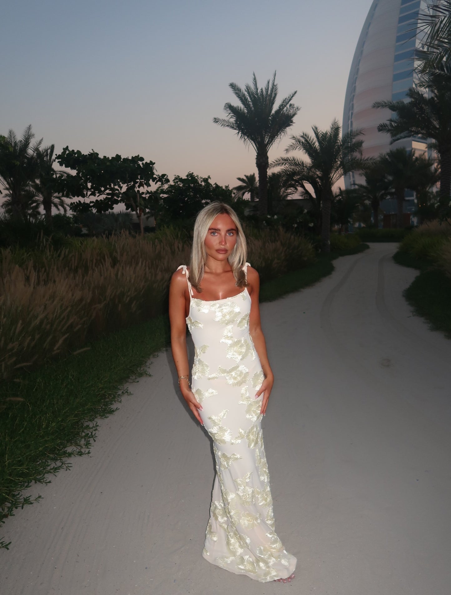 'LILY’ Floral Maxi Dress With Adjustable Straps - Cream