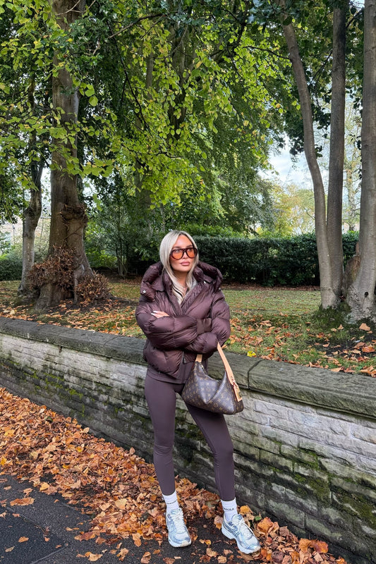 Puffer Coat With Hood | Chocolate Brown