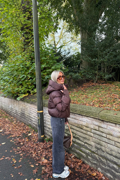 Puffer Coat With Hood | Chocolate Brown