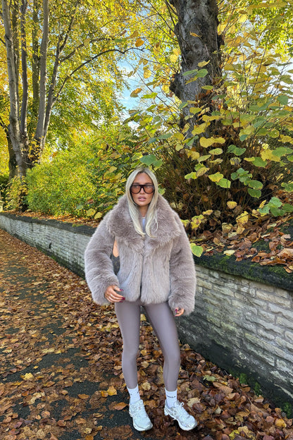 Faux Fur Full Length Jacket  | Oat