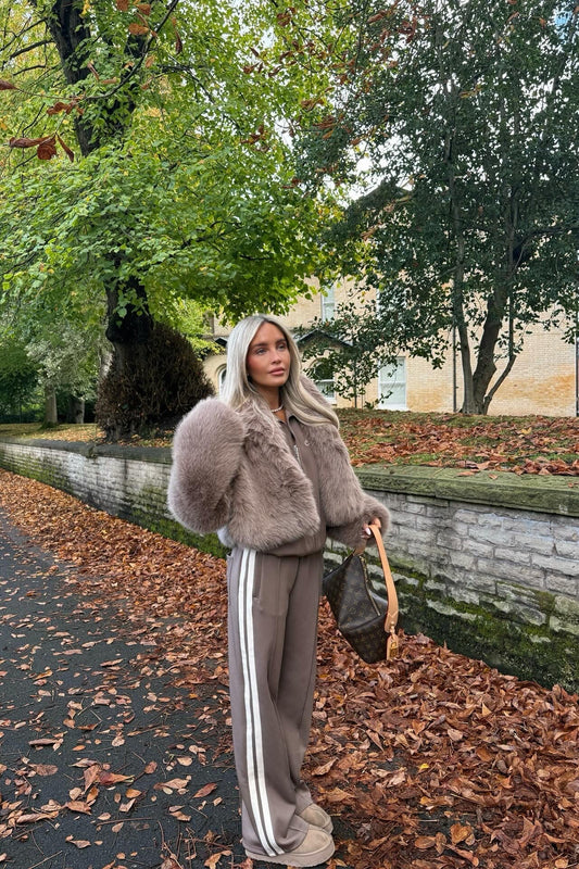 Faux Fur Slightly Cropped Jacket | Oat