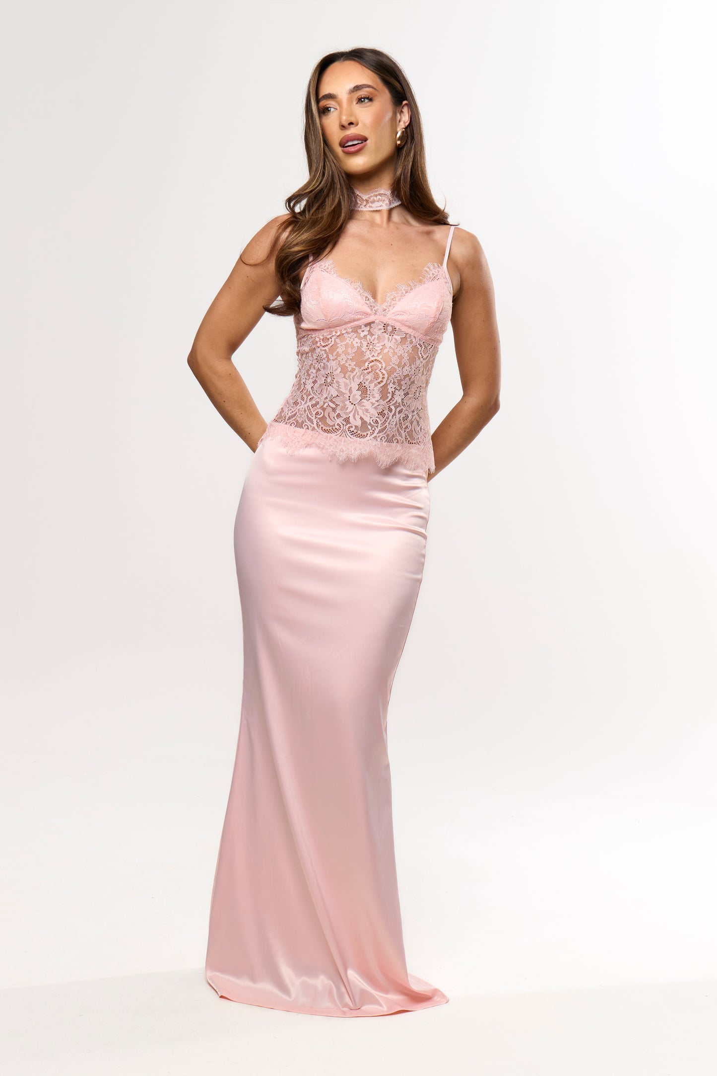 ALORA MAXI SATIN SKIRT | BABY PINK