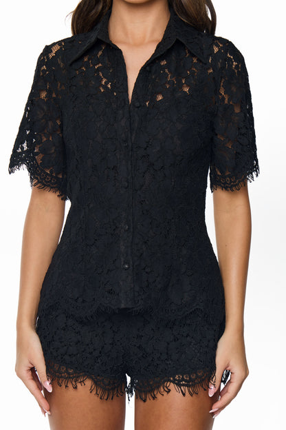 LIVIA LACE SHIRT | BLACK