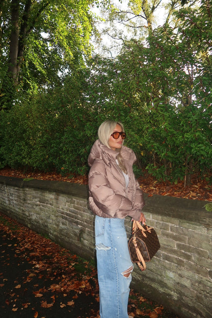 Puffer Coat With Hood | Taupe (dispatch 1 week)