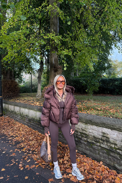 Puffer Coat With Hood | Chocolate Brown