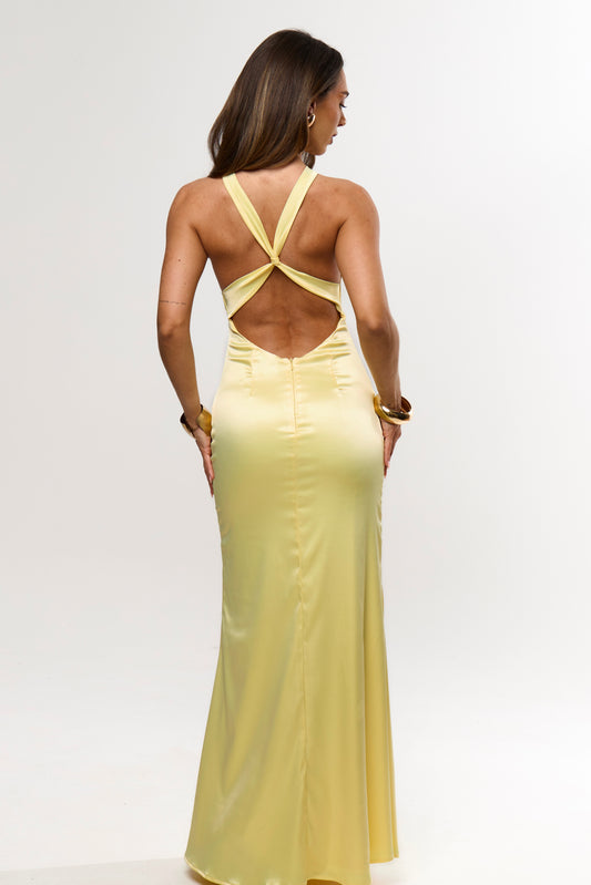 LUCIA CROSS OVER BACK DRESS | LEMON