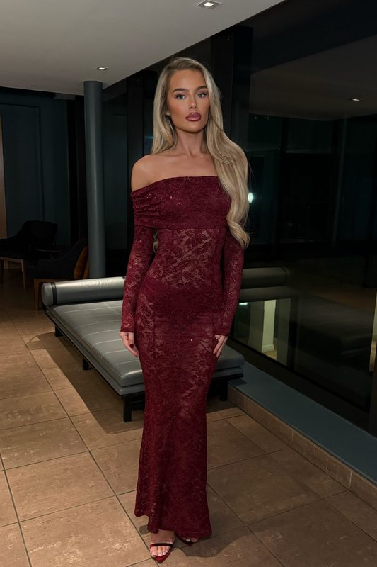Selena Lace Dress | Burgundy