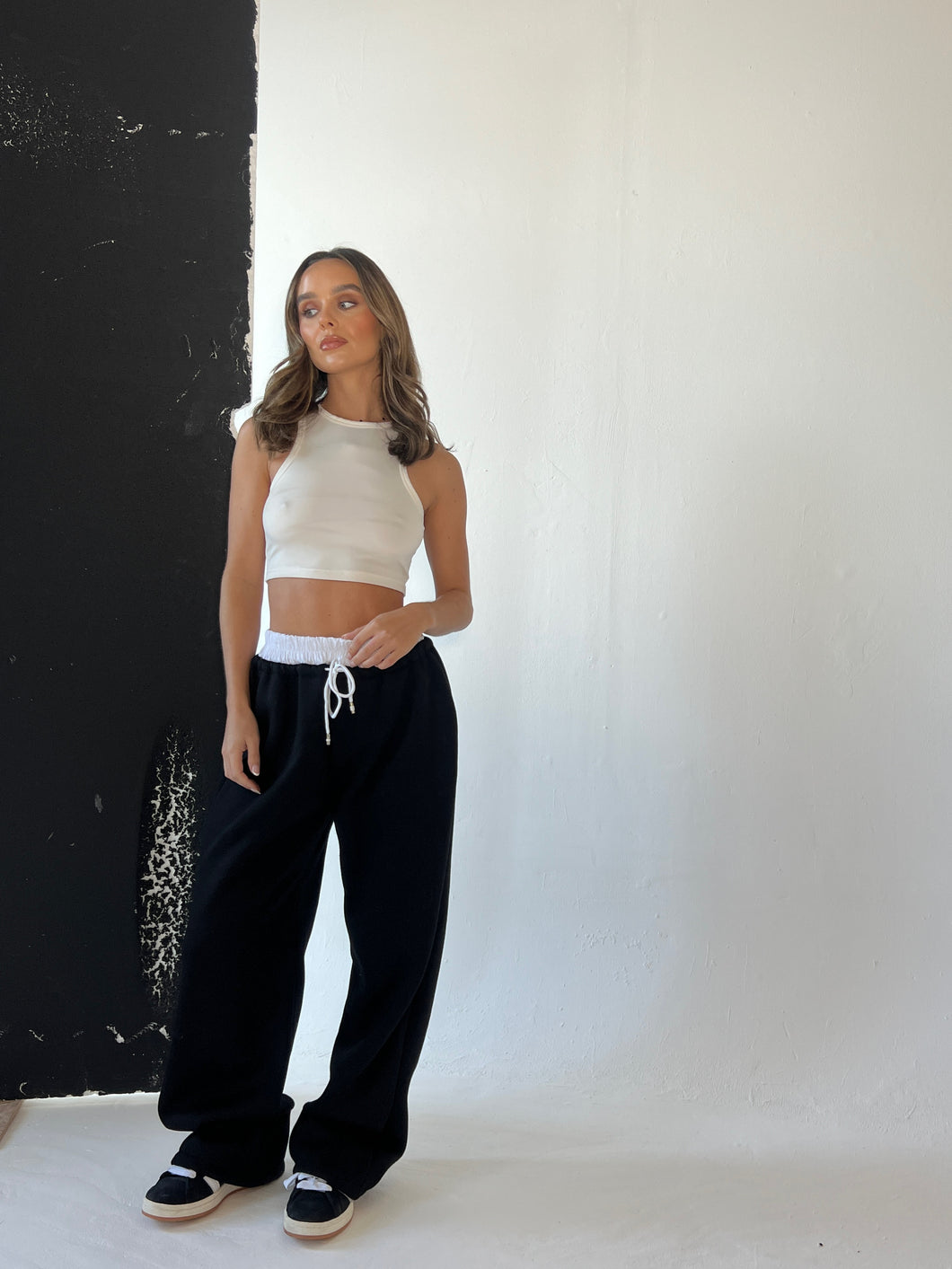 WILLOW BLACK FOLD OVER JOGGERS