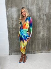Load image into Gallery viewer, JASMINE MULTI COLOURED WRAP OVER DRESS